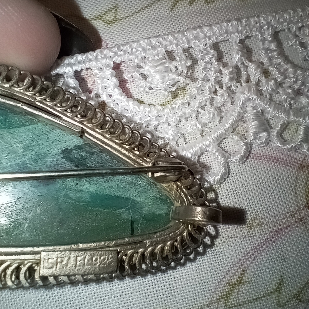 Vintage Sterling Silver & Eilat Stone Brooch-Pendant from Israel - Picture 5 of 9